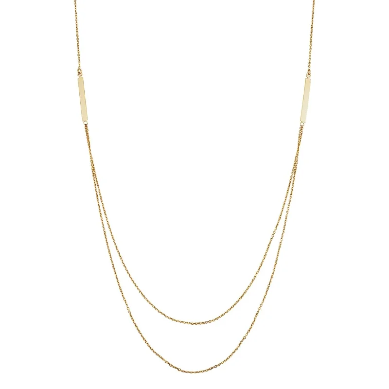 unique gemstone necklace handmade 14KT Yellow Gold 18-inch Layered Bar Necklace