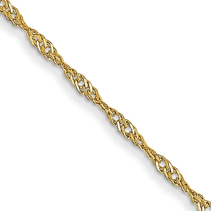 minimalist gold bracelet thin 14KT Yellow Gold 20-inch 1MM Singapore Pendant Chain