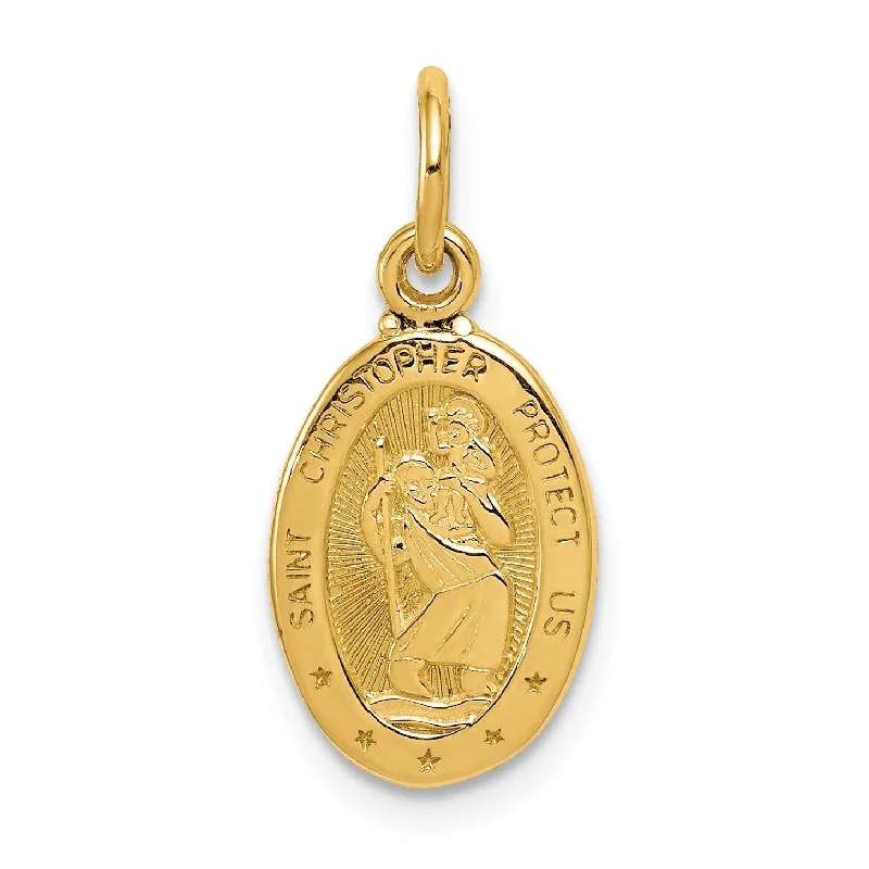 tiny opal stud earrings 14KT Yellow Gold 21X10MM Medal Saint Christopher Pendant. Chain Not Included