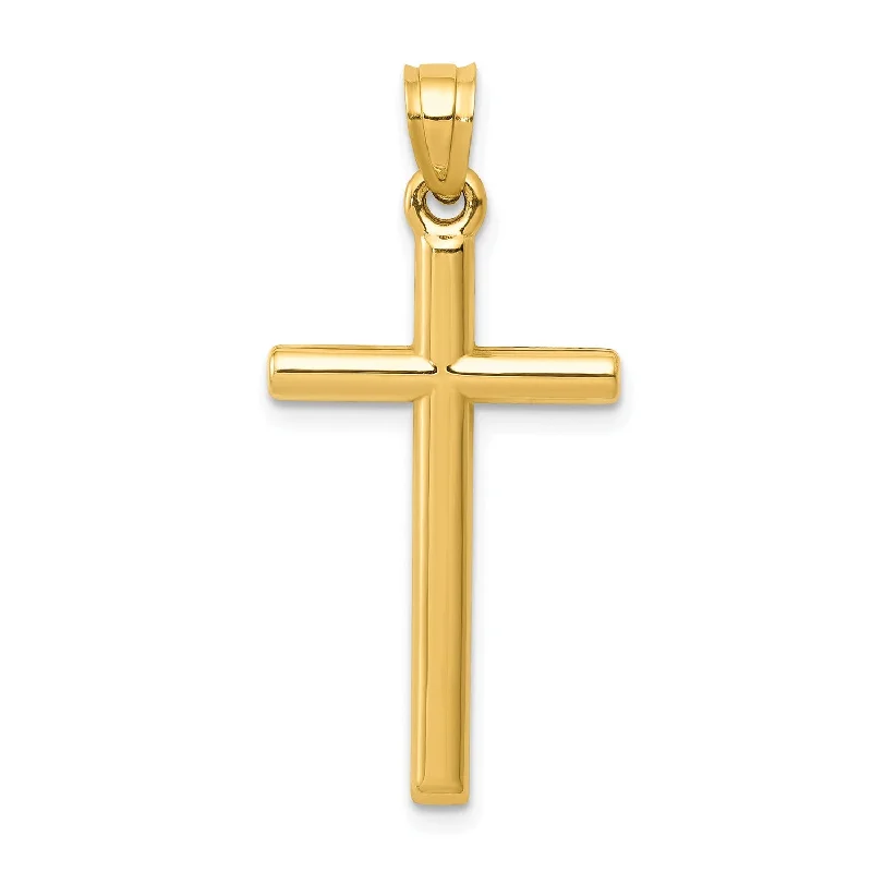 gold-plated figaro chain 14KT Yellow Gold 31X15MM Three Dimensional Cross Pendant. Chain Not Included