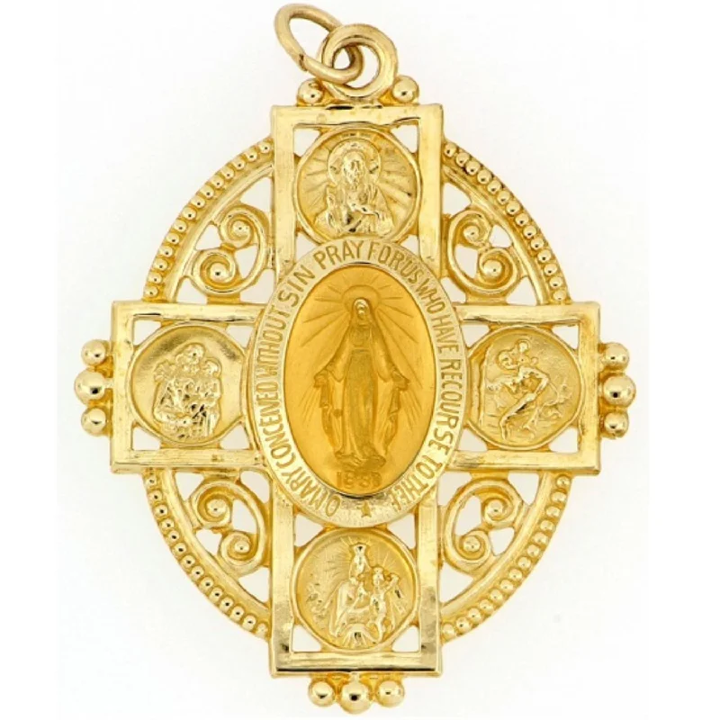 dainty snake ring gold 14KT Yellow Gold 33X28MM Cross Medal Pendant. Chain Not Included