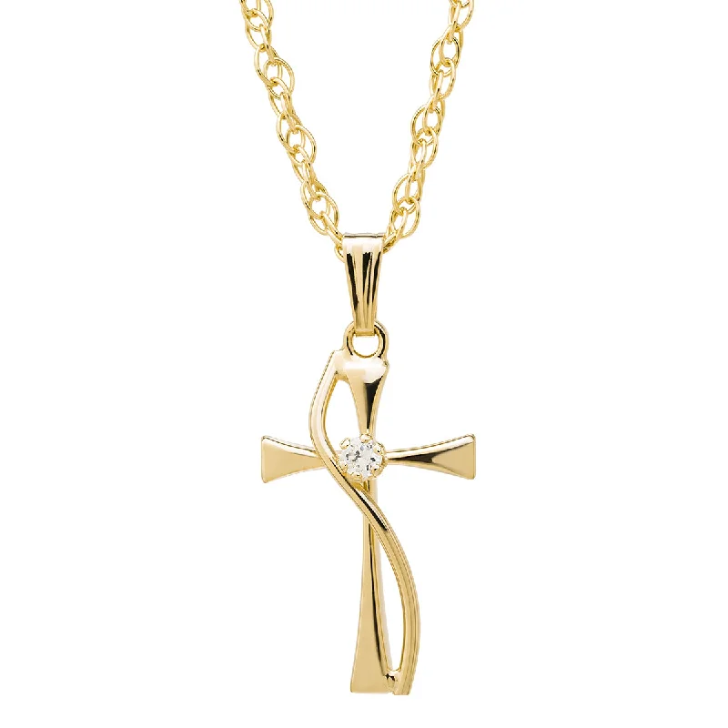 men’s hammered titanium ring 14KT Yellow Gold and Cubic Zirconia 18-inch Cross Pendant