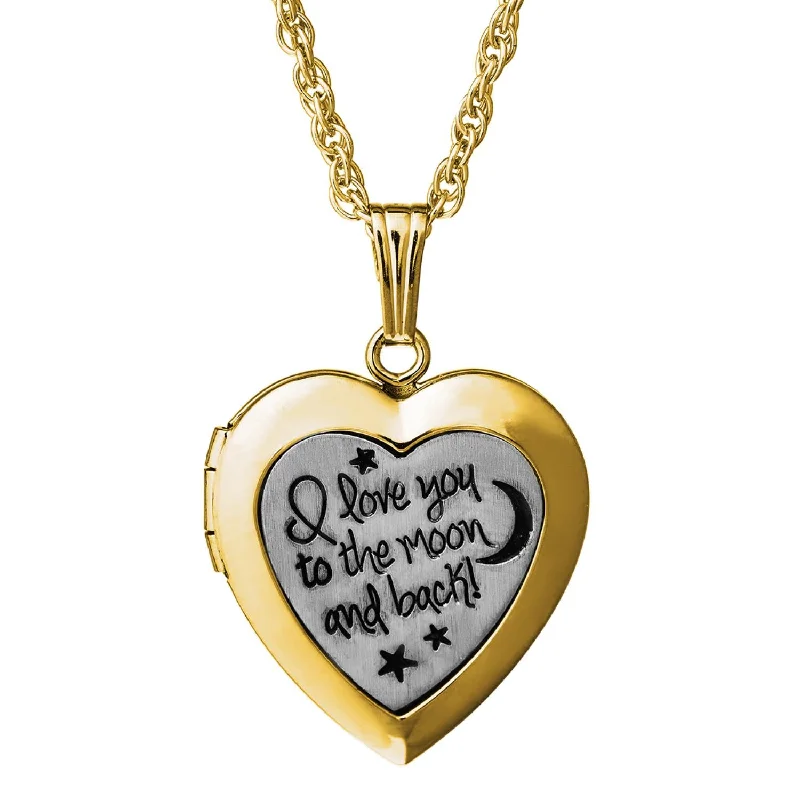 unique crystal bar necklace 14KT Yellow Gold Filled 19MM 18-inch Locket I Love You To The Moon And Back Pendant