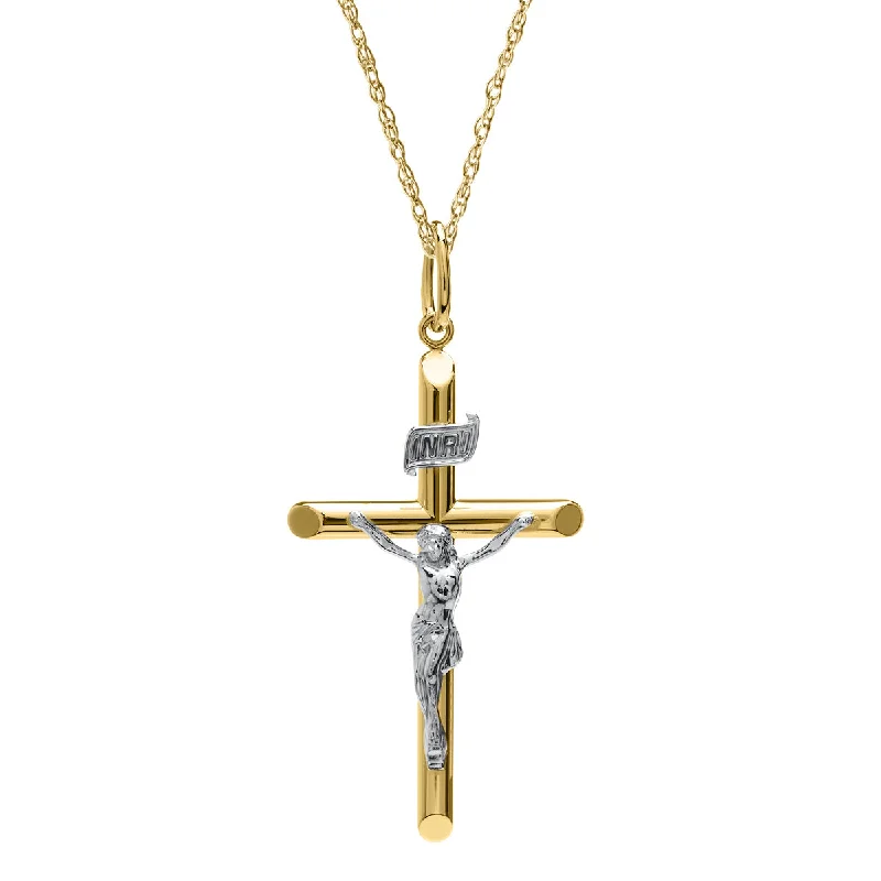 delicate angel wings necklace 14KT Yellow Gold Filled 24-inch Crucifix Cross Stainless Steel Chain Pendant