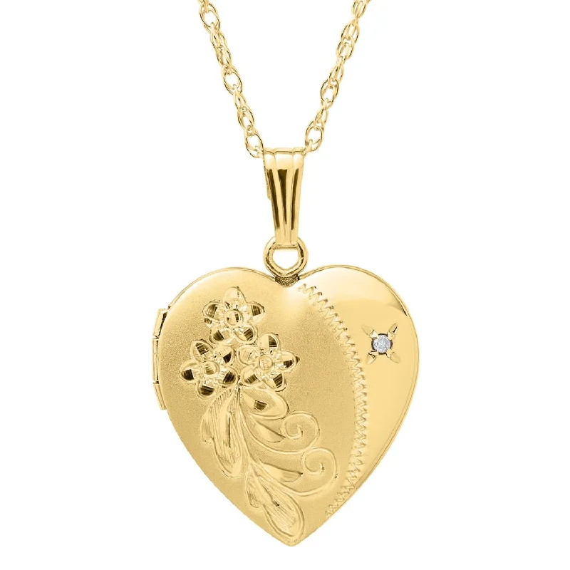 silver lotus flower earrings 14KT Yellow Gold Filled and Diamond 19MM 18-inch Locket Heart Flower Pendant