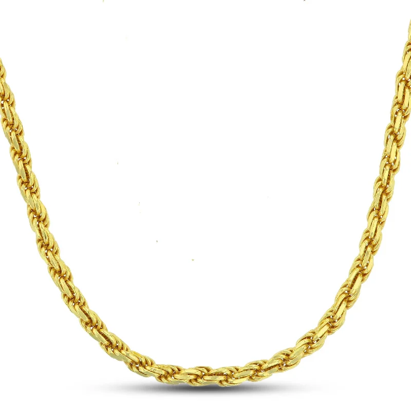 handmade braided hemp bracelet 14KT Yellow Gold Plated Sterling Silver 22-inch 5.7MM Rope Chain