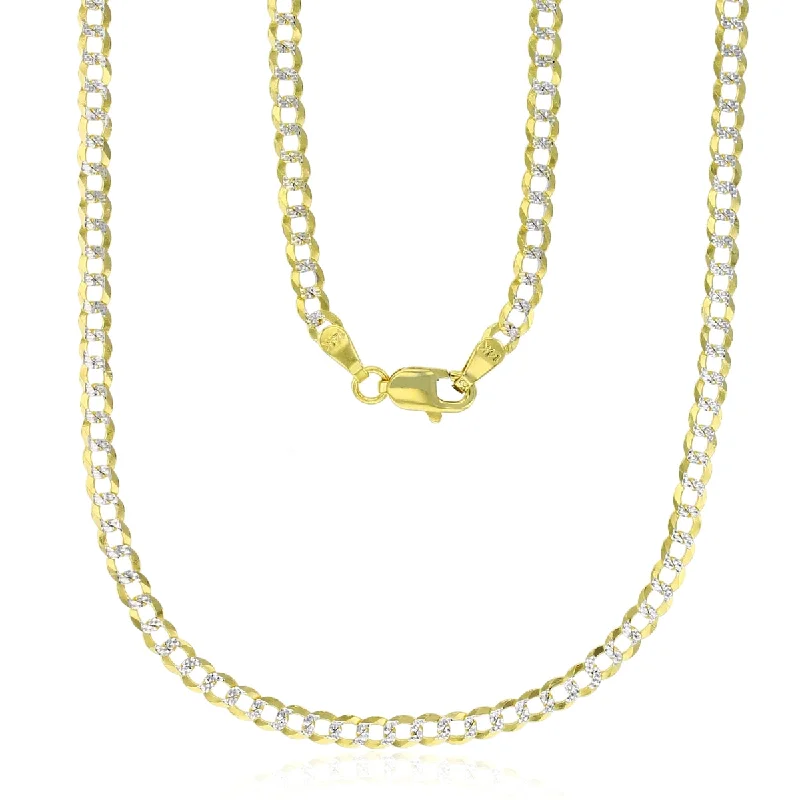 vintage-style floral brooch 14KT Yellow Gold With Rhodium Plating 18-inch 3MM Cuban Link Chain