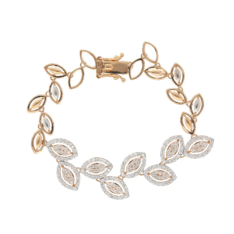 dainty cherry blossom ring 18K Rose Gold & CZ Artisan Bracelet (11.4gm)