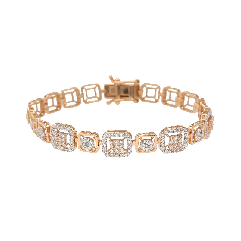 twisted rope gold chain 18K Rose Gold & CZ Bracelet (10.5gm)