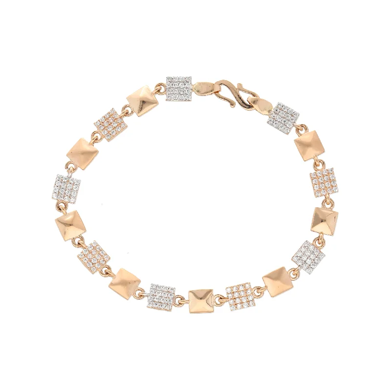 vintage lock and key necklace 18K Rose Gold & CZ Bracelet (8.4gm)