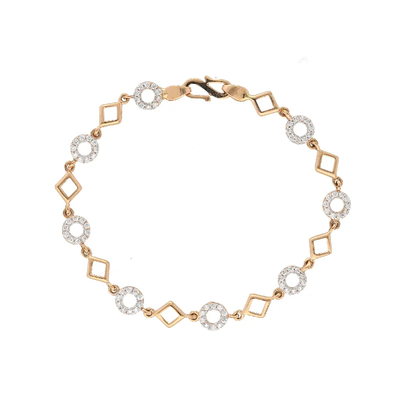 modern geometric drop earrings 18K Rose Gold & CZ Geometric Link Bracelet (5.8gm)