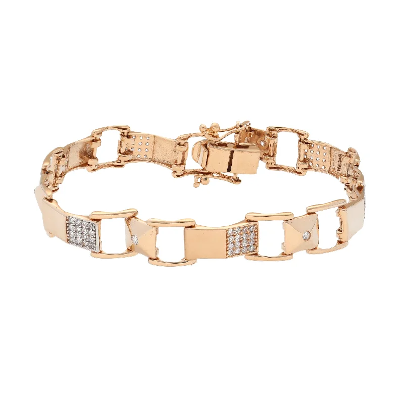 real citrine gemstone pendant 18K Rose Gold & CZ Link Bracelet (18.2gm)