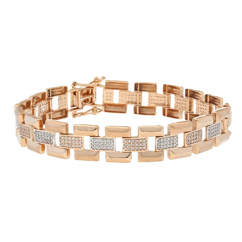 birthstone stacking rings set 18K Rose Gold & CZ Link Bracelet (22.8gm)