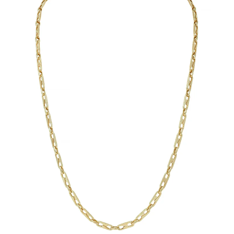 black pearl earrings classic 1990's 14 Karat Yellow Gold Vintage Fancy Paperclip Chain Link Unisex Necklace