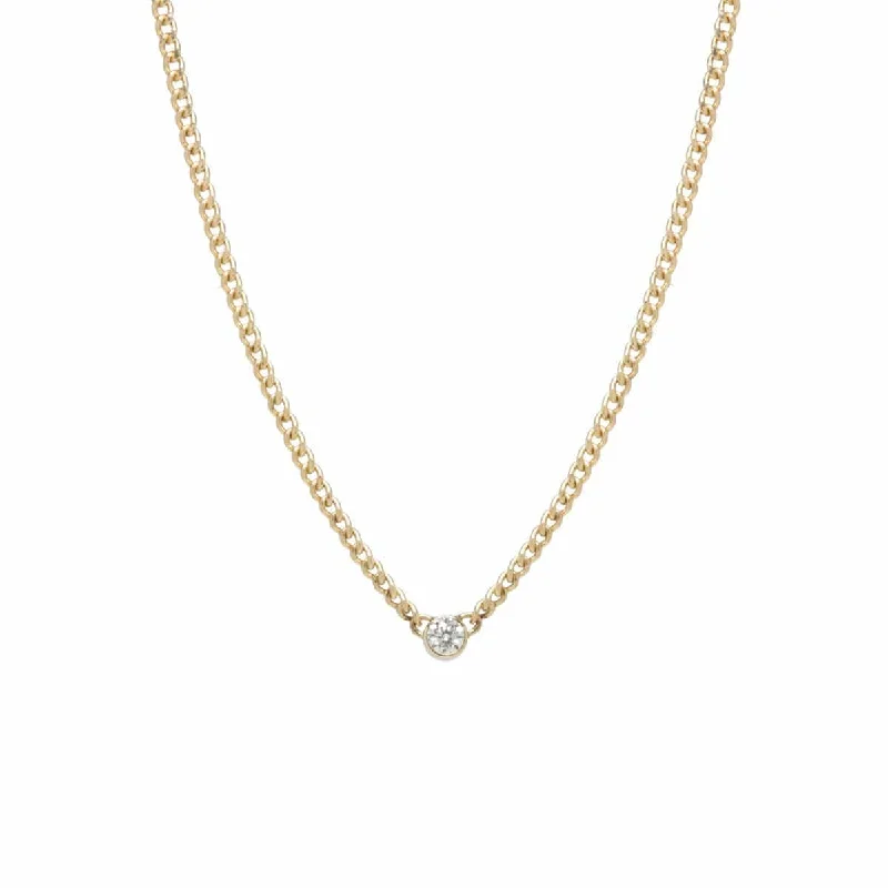 dainty feather charm necklace 14k Gold 3mm Bezel set Diamond Necklace