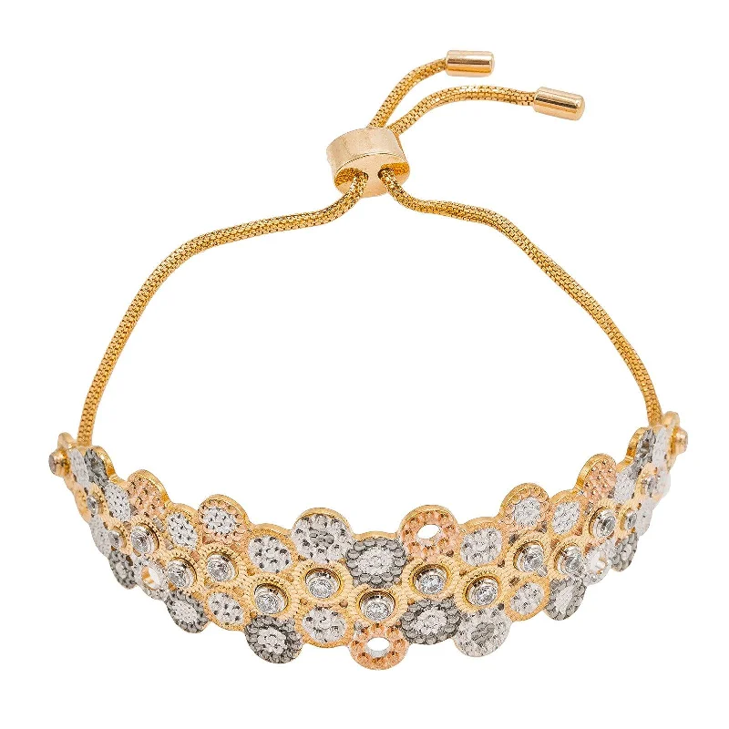 minimal gold ring stack 22K Multi Tone Gold Bracelet W/ Clock Mechanism Design & Drawstring Closure