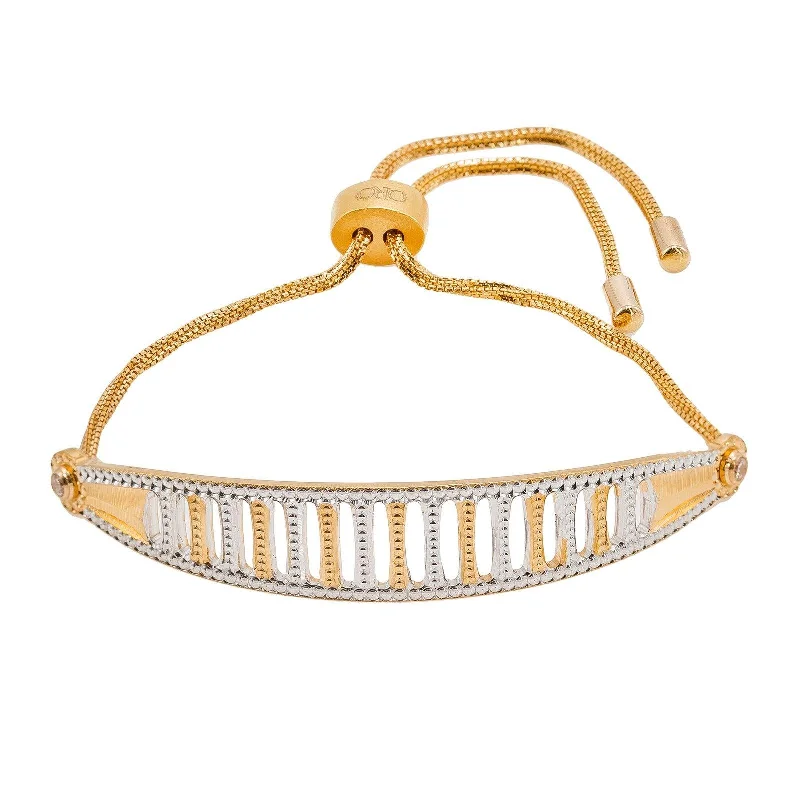 modern infinity signet ring 22K Multi Tone Gold Bracelet W/ Open Column Design & Drawstring Closure