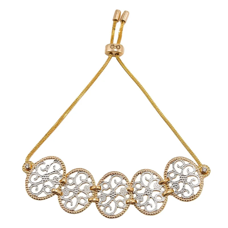 geometric diamond earrings gold 22K Multi Tone Gold Bracelet W/ Paisley Design & Drawstring Closure