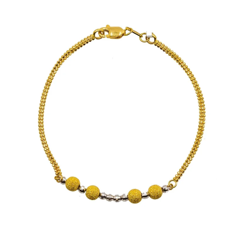 unique silver branch ring 22K Multi Tone Gold Bracelet W/ Yellow Gold Glass Blast Beads