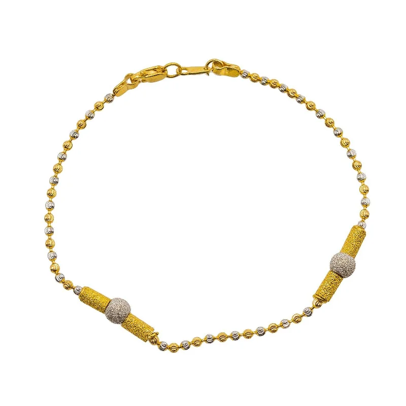 real peridot charm bracelet 22K Multi Tone Gold Bracelet W/ Glass Blast Pipe & Round Beads