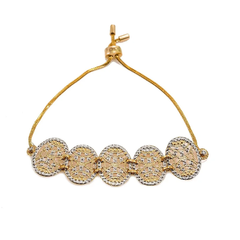 custom engraved infinity necklace 22K Multi Tone Gold Bracelet W/ Round Open Cut Accents & Drawstring Closure
