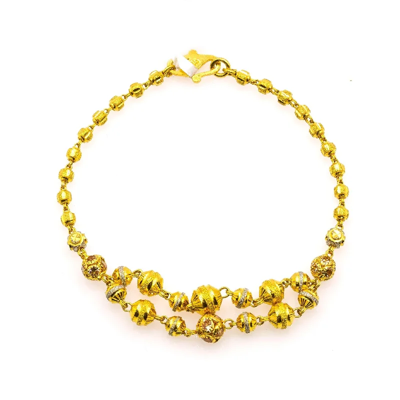 sterling silver arrow ring 22K Multi Tone Gold Bracelet W/ CZ Gems & Semi-Split Textured Bicone Beaded Strand