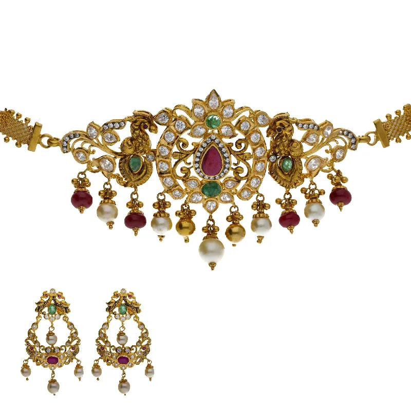 minimalist disc pendant necklace 22K Yellow Gold 2-in-1 Choker/Vanki & Chandbali Earrings Set W/ Emerald, Pachi CZ, Hanging Pearls & Darkly Etched Accents minimalist disc pendant necklace 22K Yellow Gold 2-in-1 Choker/Vanki & Chandbali Earrings Set W/ Emerald, Pachi CZ, Hanging Pearls & Darkly Etched Accents