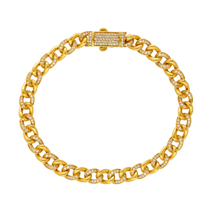 black spinel ring men 22K Yellow Gold & CZ Link Bracelet (18gm)