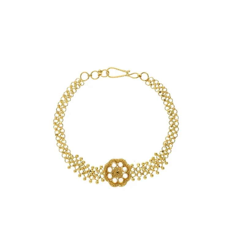 vintage-style filigree bracelet 22K Yellow Gold Elegant Link Peace Bracelet W/ Kundans, 8.6 grams vintage-style filigree bracelet 22K Yellow Gold Elegant Link Peace Bracelet W/ Kundans, 8.6 grams