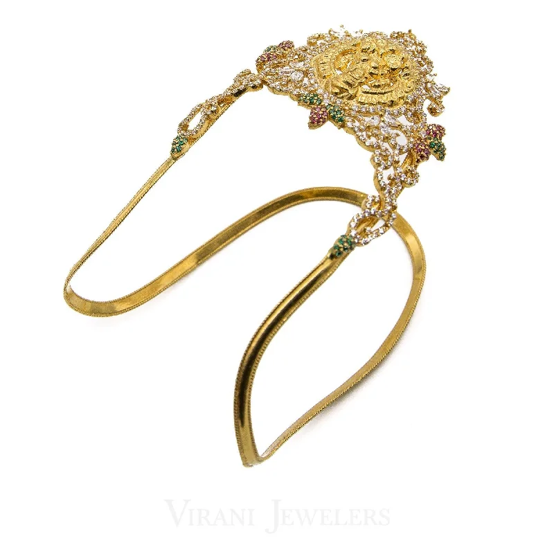 white topaz stacking rings 22K Yellow Gold Laxmi Arm Vanki W/ Ruby, Emerald & Cubic Zirconia Stones white topaz stacking rings 22K Yellow Gold Laxmi Arm Vanki W/ Ruby, Emerald & Cubic Zirconia Stones