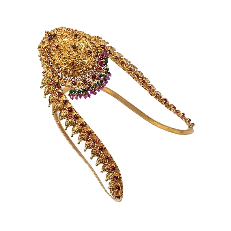 bold gothic vampire ring 22K Yellow Gold Mango Arm Vanki W/ Emeralds & Rubies