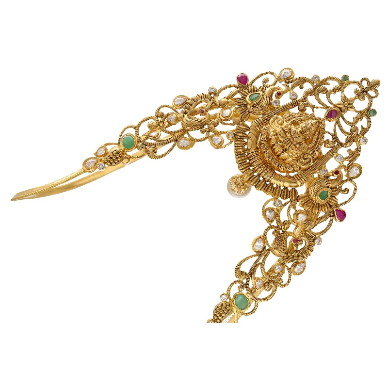 layered pearl choker necklace 22K Yellow Gold Temple Vanki Arm Bracelet w/ Emerald, Ruby, Pearls & CZ (45.3grams) layered pearl choker necklace 22K Yellow Gold Temple Vanki Arm Bracelet w/ Emerald, Ruby, Pearls & CZ (45.3grams)