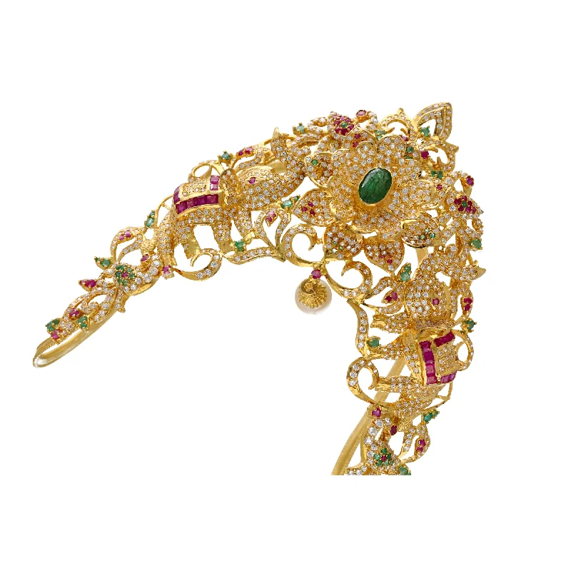dainty sapphire stacking rings 22K Yellow Gold Vanki Arm Bracelet w/ Emerald, Ruby, Pearls & CZ (64.5grams) dainty sapphire stacking rings 22K Yellow Gold Vanki Arm Bracelet w/ Emerald, Ruby, Pearls & CZ (64.5grams)