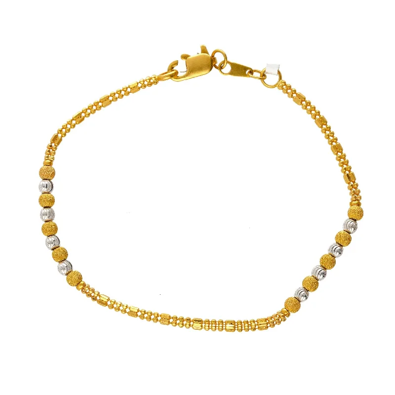 real tiger’s eye bead bracelet 22K Yellow & White Gold Half Beaded Bracelet