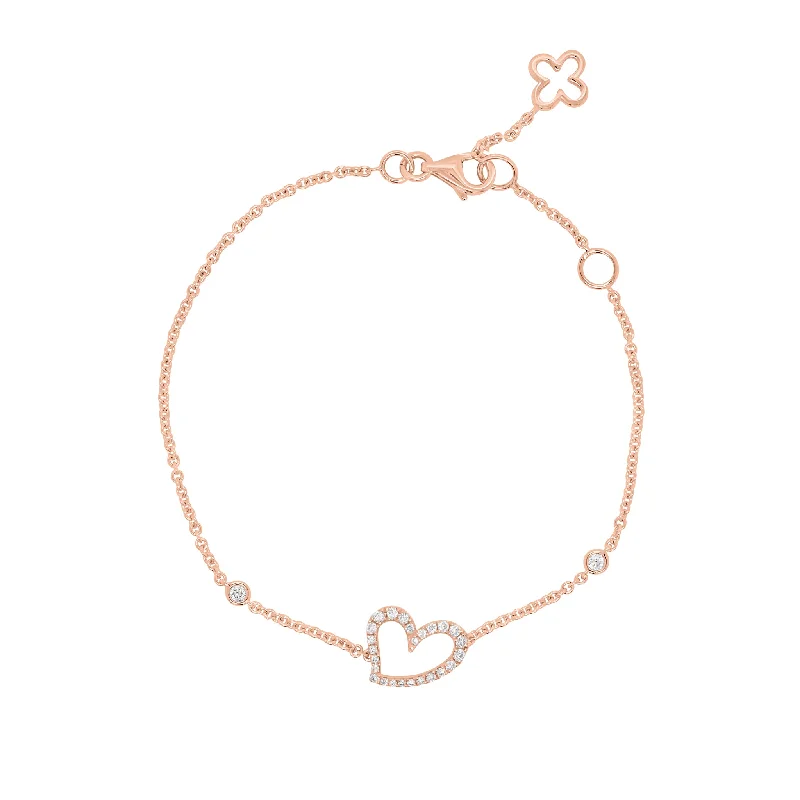 handmade braided leather necklace Diamond Open Heart Fashion Bracelet