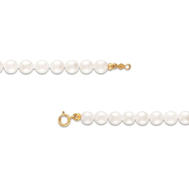 dainty gemstone choker necklace 5MM Akoya Pearl 18-inch Necklace in 14KT Yellow Gold