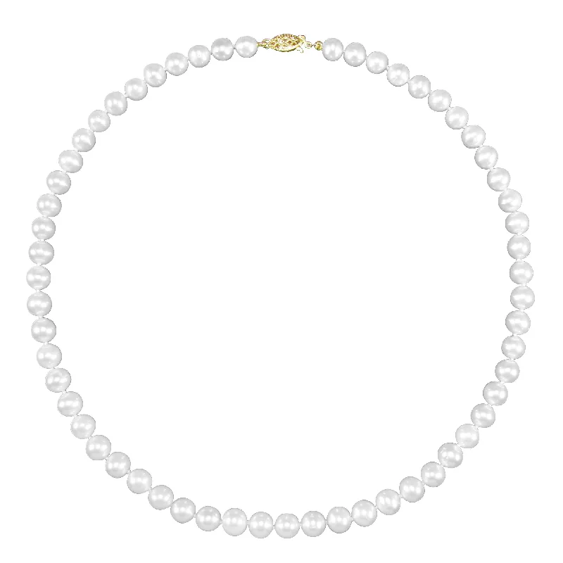 dainty rose gold anklet 6MM Round Pearl 18-inch Necklace in 14KT Yellow Gold