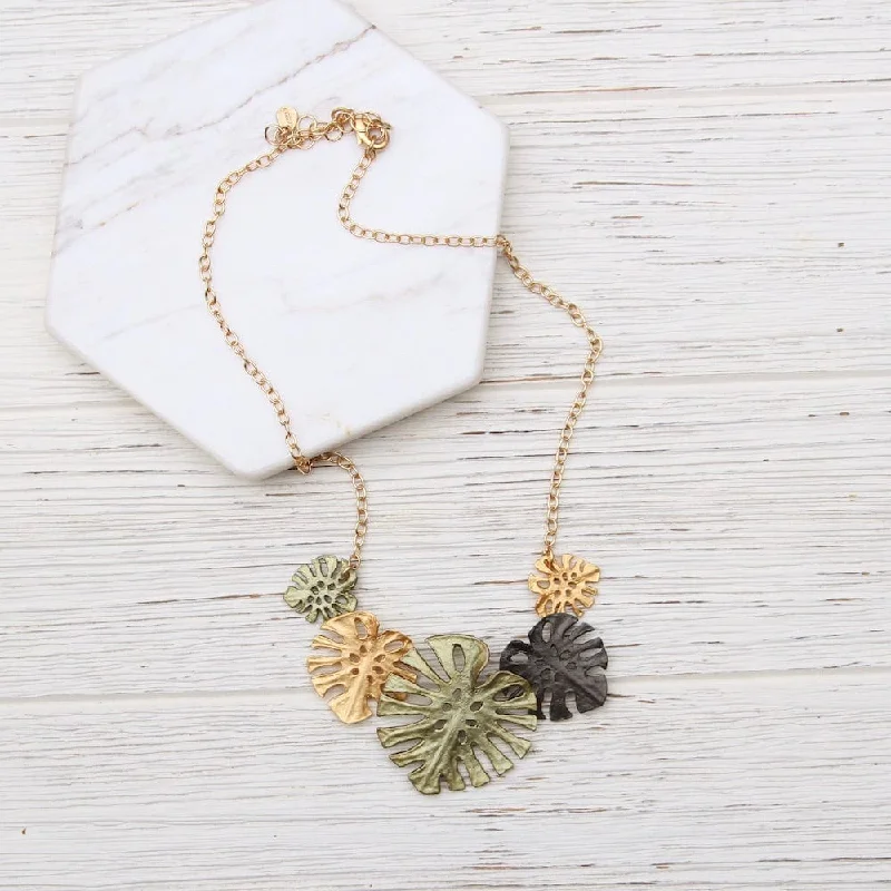 dainty sapphire gemstone bracelet Monstera Necklace