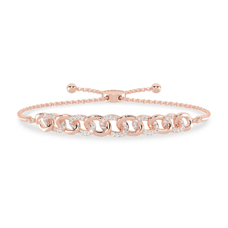 rose gold cartilage barbell Alternating Diamond Curb Link Bolo Bracelet