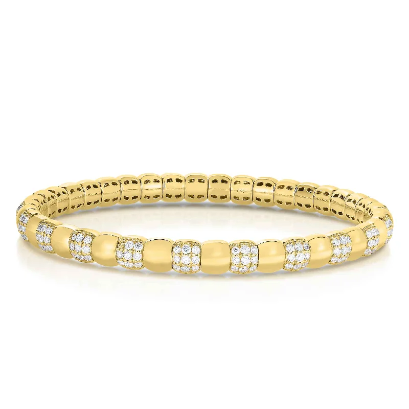 vintage-inspired gold locket Alternating Pavé Diamond Stretch Bracelet, 2.50 Carats, 14K Yellow Gold vintage-inspired gold locket Alternating Pavé Diamond Stretch Bracelet, 2.50 Carats, 14K Yellow Gold