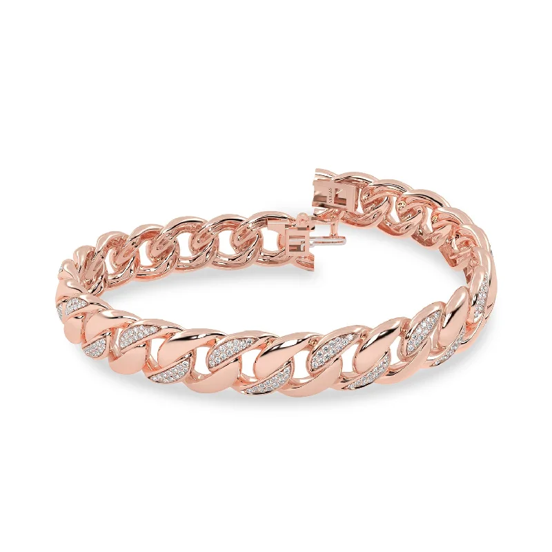 rose gold initial pendant necklace Alternating Diamond Cuban Link Bracelet