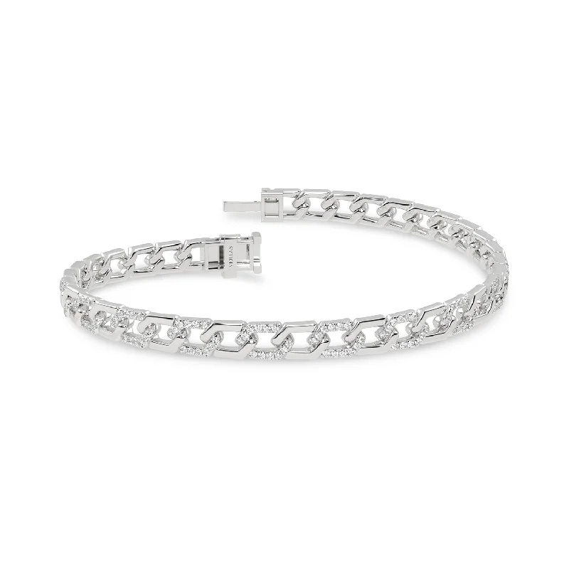 fine silver herringbone necklace Alternating Diamond Hexagon Link Bracelet