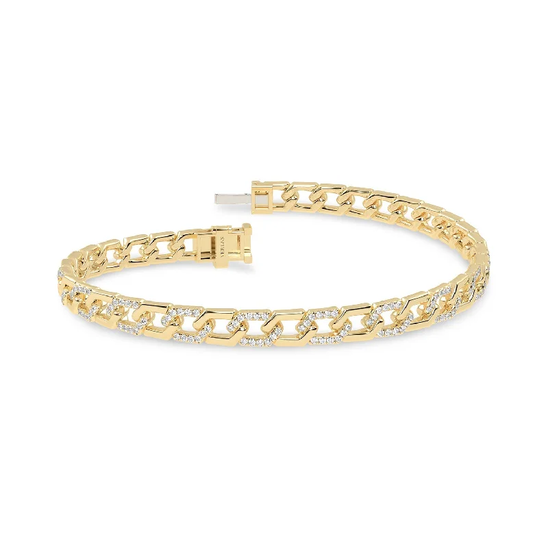 emerald cut diamond wedding ring Alternating Diamond Hexagon Link Bracelet