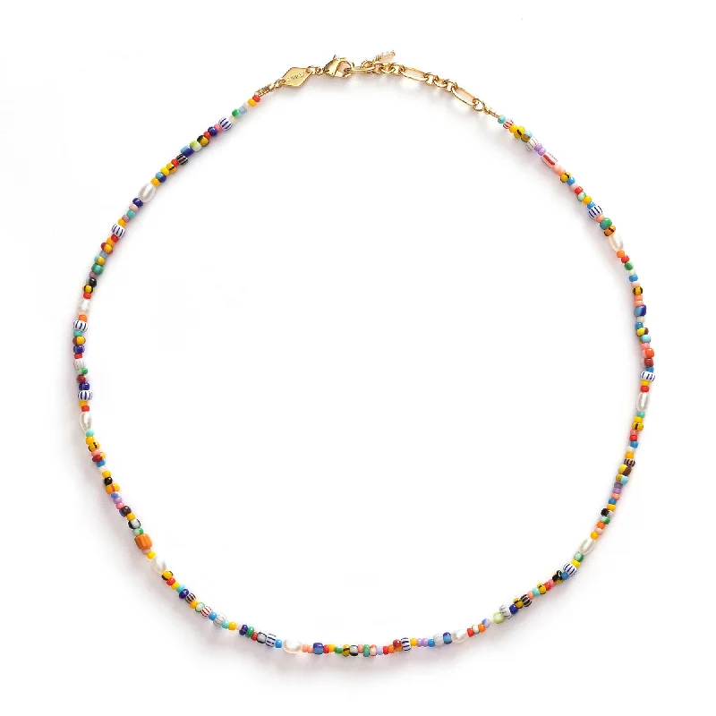 vintage diamond pendant necklace Petit Alaia Gold Plated Bracelet w. Mixed coloured Beads