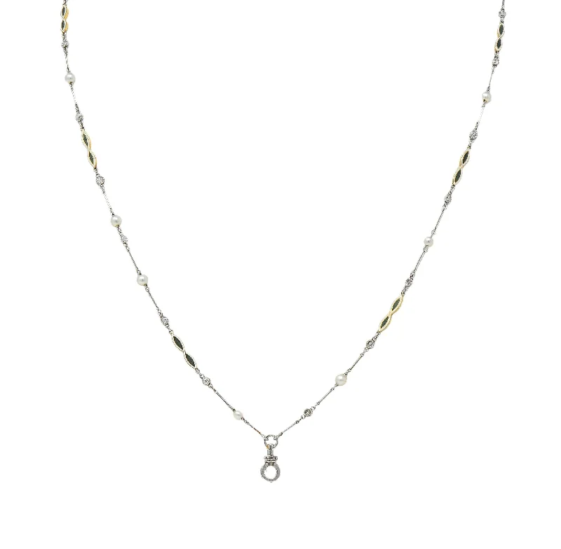 silver wave ring dainty Art Deco Diamond Natural Pearl Enamel Platinum 18K Gold Antique Fancy Link Chain Necklace
