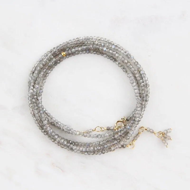 silver Celtic knot necklace Labradorite Wrap Bracelet & Necklace