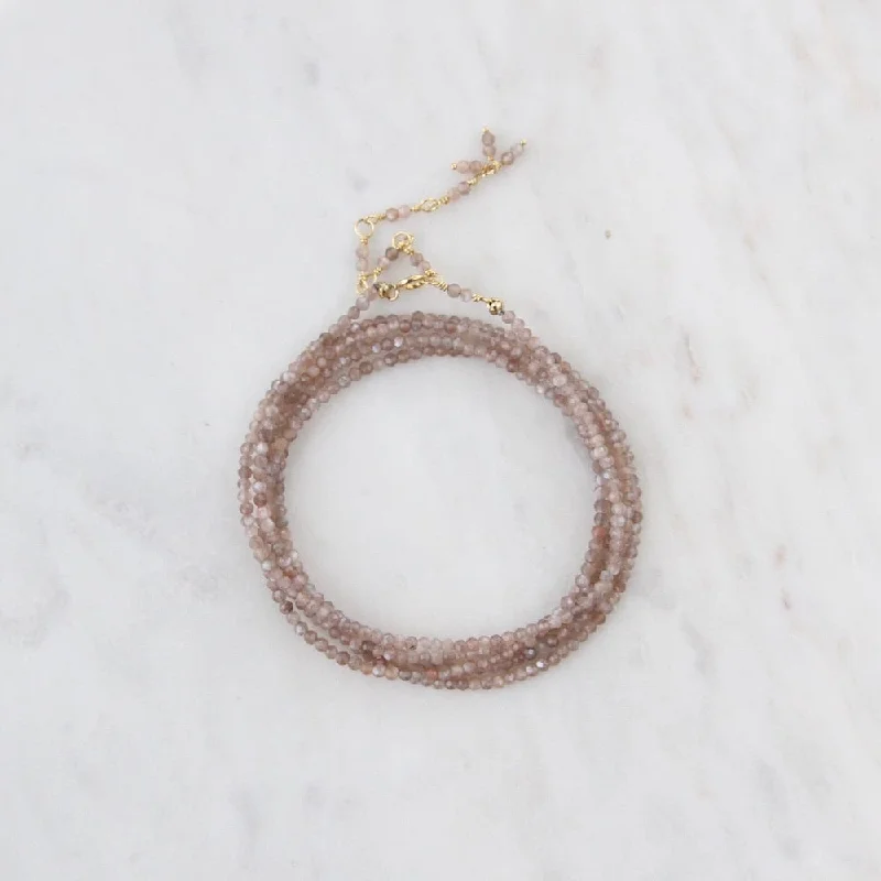 handcrafted raw crystal pendant Mink Moonstone Wrap Bracelet & Necklace