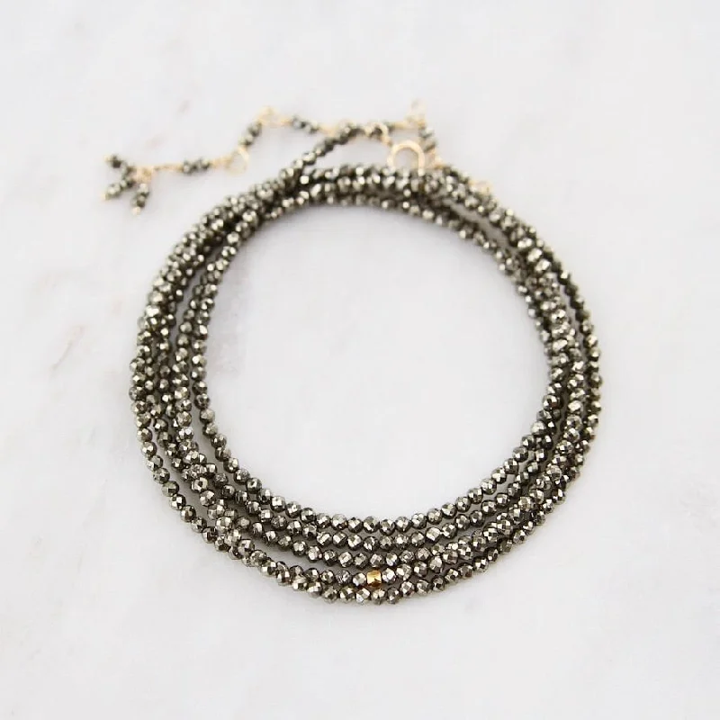 bohemian anklet with shells Pyrite Wrap Bracelet & Necklace