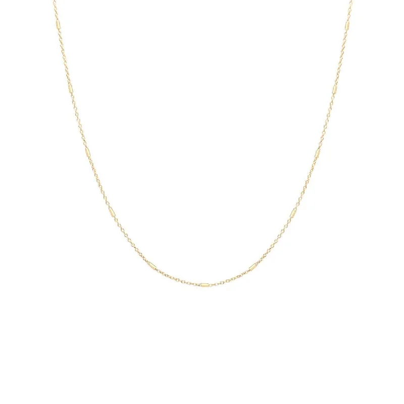raw crystal cuff bracelet 24" 14K Gold Tiny Bar Cable Chain Necklace