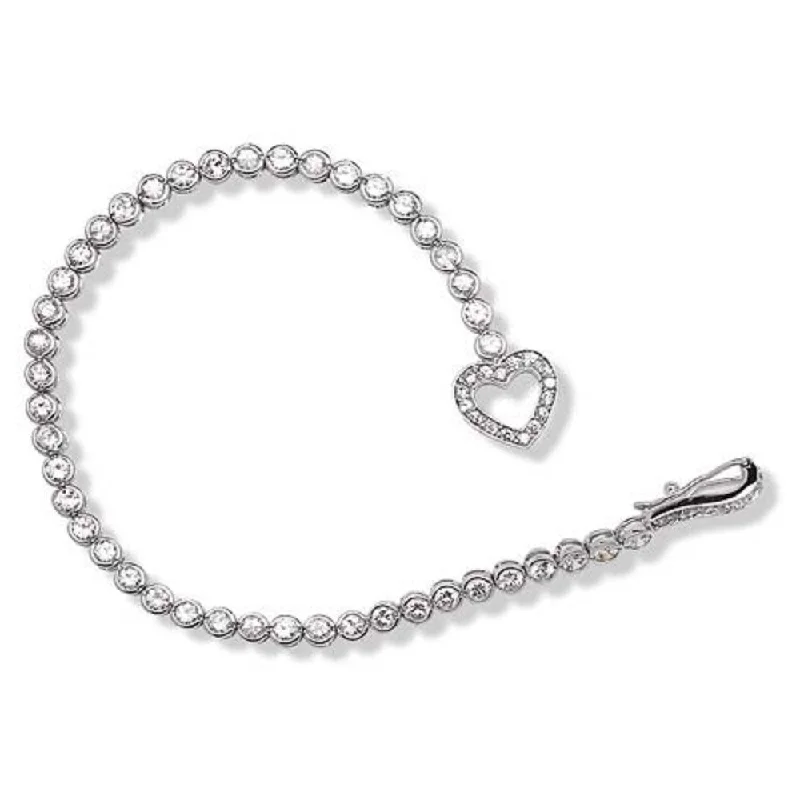 sterling silver braided ring Bezel Set CZ Mini Heart 7.75 Inch Bracelet, Sterling Silver sterling silver braided ring Bezel Set CZ Mini Heart 7.75 Inch Bracelet, Sterling Silver